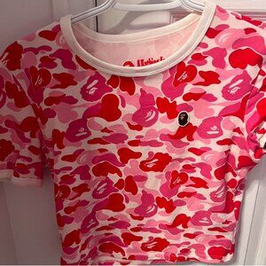 Pink + Red Bape Crop Top